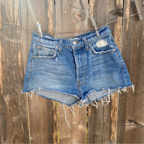 Reformation Denim Blue Women's Shorts size 24 - Picture 1 of 8